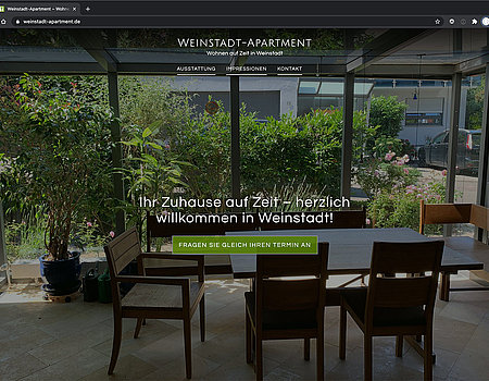 Screenshot der Webseite www.weinstadt-apartment.de